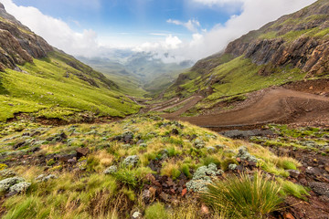 Sani Pass - Mountain road between Lesotho and South Africa - obrazy, fototapety, plakaty