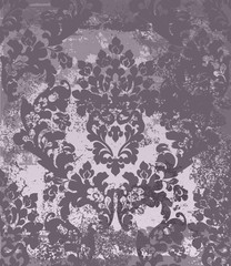 Damask pattern Vector. Vintage baroque ornament decor. Royal luxury texture backgrounds. Victorian sumptuous decoration textile, fabric, tile. Purple colors
