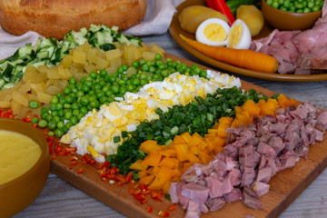 Russian salad ingredients