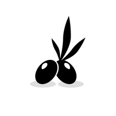  Vector image of olives on a white background. Icon of olives. Black and white vector.