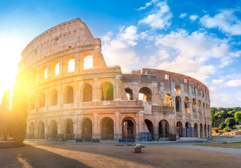 Fototapeta na wymiar Roman coliseum in the morning sun. Italy. Europe
