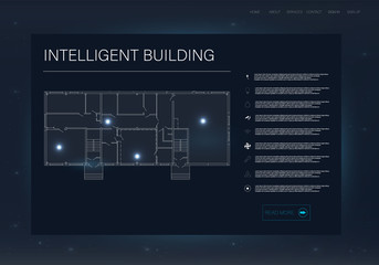 Infographic with intelligent home. Future technology display design. Smart home concept