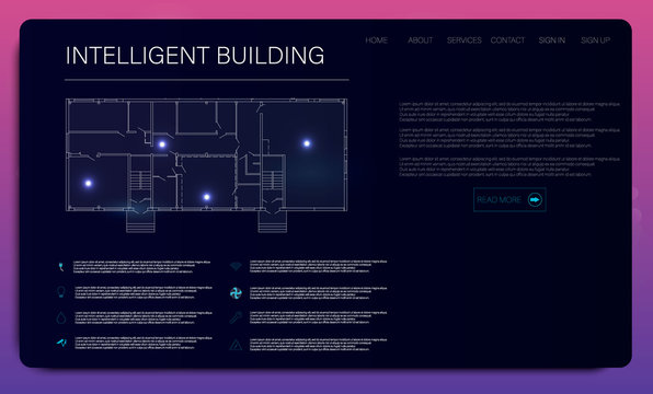 Intelligent home or infographic. Futuristic hud background. Communication icon. 