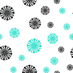 Dark Green vector seamless layout with bright snowflakes.