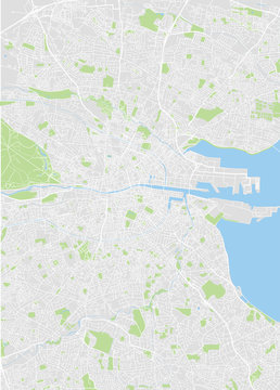 Detailed vector color map of Dublin