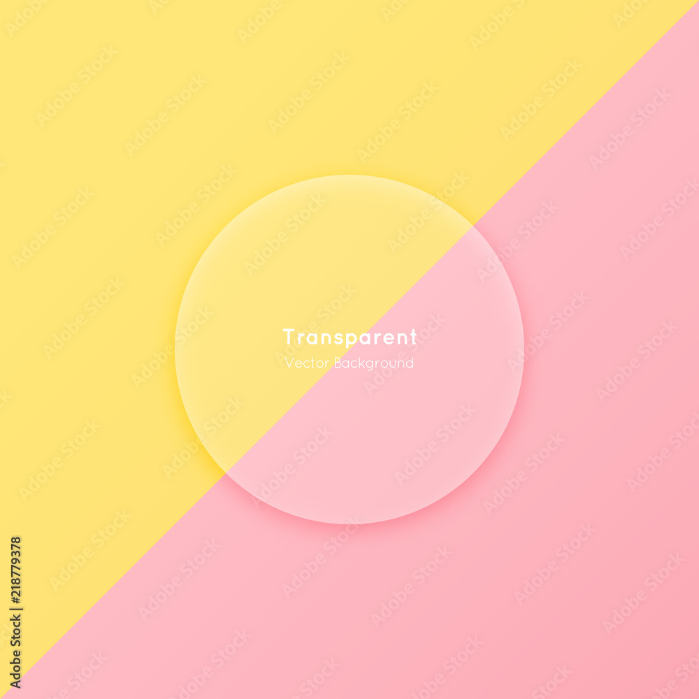 Poster transparent matte glass vector round shape. material flat design element concept on minimal colorful