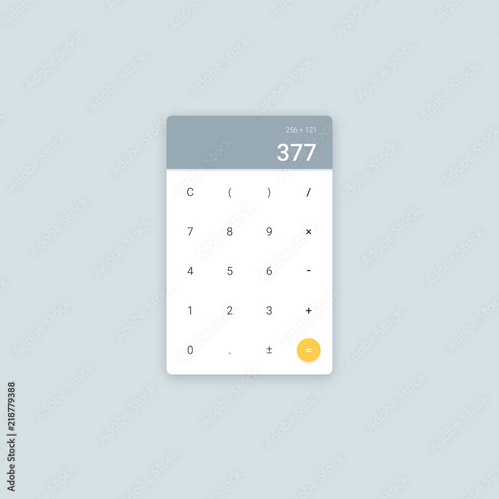 Poster Minimal clean calculator app page window vector template. Flat material design calculator UI for web and mobile apps.