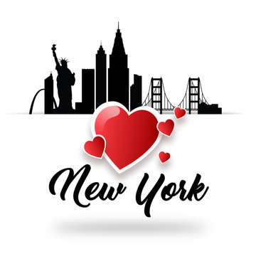 I love New York, America, Greeting card for graphic design, website, banner.
