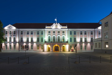 Obraz premium Parliament of Estonia (Riigikogu) at night, Tallinn