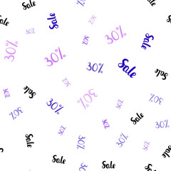 Light Purple, Pink vector seamless cover with symbols of 30% sales.