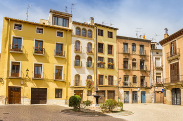 Fototapeta na wymiar Apartment buildings in the historic center of Tudela, Spain