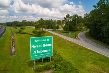 Aerial photo Welcome to Sweet Home Alabama USA - obrazy, fototapety, plakaty