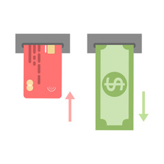 ATM usage. Push credit card and get money