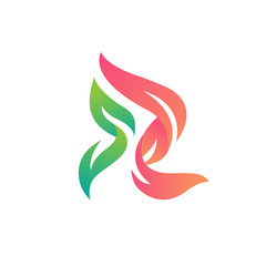 Fototapeta premium Letter R leaf color logo