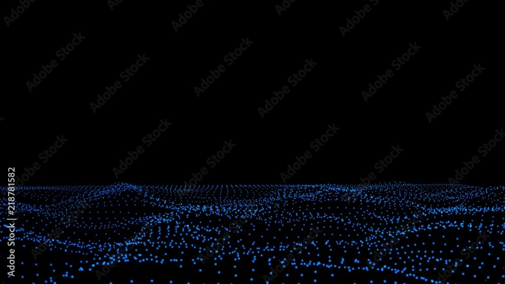 Poster blue landscape flickering moving particle graphic animation background