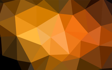 Dark Orange vector shining triangular backdrop.