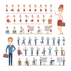 Set of businessman and business woman characters