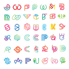 set of logo line Letter, initial logo vector