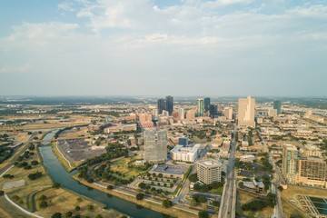 Naklejka na ściany i meble Aerial photo Downtown Fort Worth Texas USA