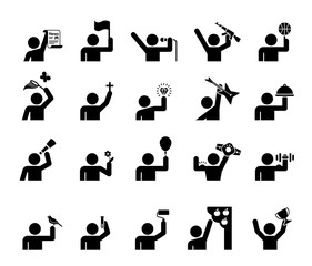Set of pictograms that represent people with various professional occupation. People with various professions presented as pictograms. People avatar occupation icons.
