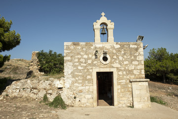 Fototapeta na wymiar Orthodoxe Kapelle auf der Fortezza von Rethymnon, Kreta, Griechenland