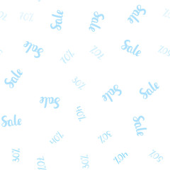 Light BLUE vector seamless layout with discount of 30%, 40%, 50%, 70%.