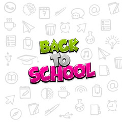 Back to school comic text pop art