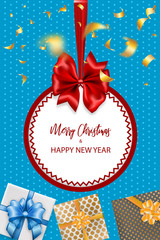 Fototapeta na wymiar Merry Christmas 2019 New year greeting card