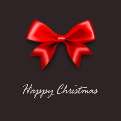 Merry Christmas red satin silk gift bow