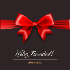 Merry Christmas red satin silk gift bow