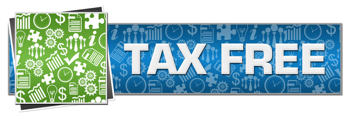 Tax Free Green Left Symbols Blue Text 