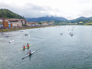 Ribadesella. Descenso del sella. Fiesta de las Piraguas. Asturias, España