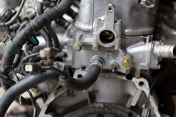 Old engine block interior parts.