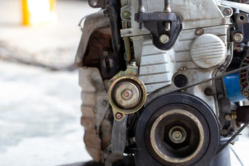 Old engine block interior parts.