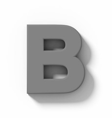 letter B 3D medium gray isolated on white with shadow - orthogonal projection