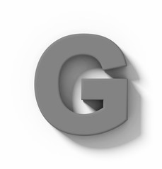 letter G 3D medium gray isolated on white with shadow - orthogonal projection