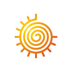 The sun logo template. Swirling orange sun. Vector illustration.