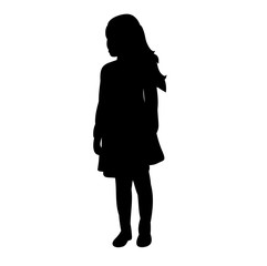 vector, isolated silhouette little girl in dress