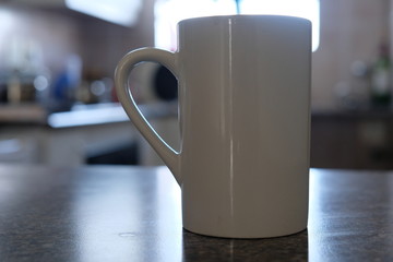 Mug on counter close up
