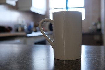 Mug on counter close up