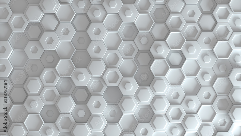 Fototapete hexagonal geometric background. abstract structure of lots of different height hexagons. creative ho