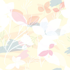 Military camouflage texture with trees, branches, grass and watercolor stains