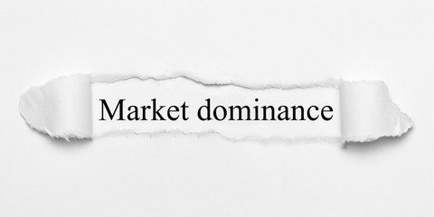 Market dominance on white torn paper - obrazy, fototapety, plakaty