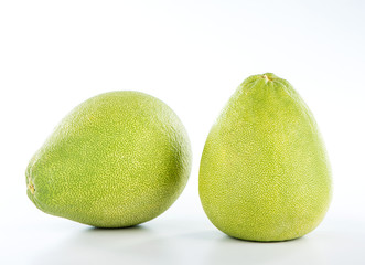 fresh and peeled pomelo(shaddock), grapefruit with slices isolated on white background