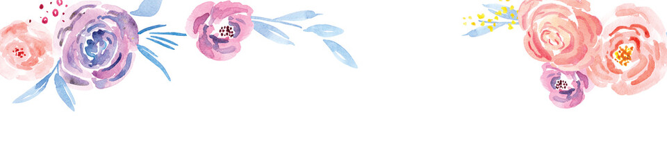 Hand-painted watercolor floral rose Pattern