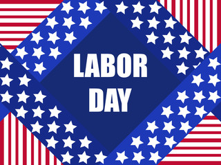 Labor Day. Greeting card with the flag of the USA. Festive blue background with stripes. Vector illustration