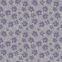 watercolor illustration of violet flowers, seamless pattern for printing fabric, textiles, wallpaper, packaging