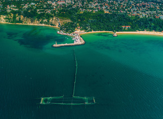 Aerial drone view of beautiful Black sea coast near Varna, Bulgaria