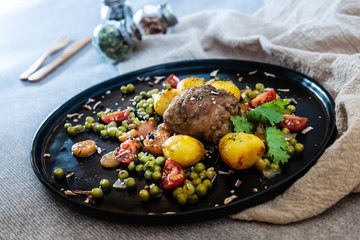 paupiette of veal rolls with Vegetable Planter