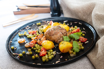paupiette of veal rolls with Vegetable Planter